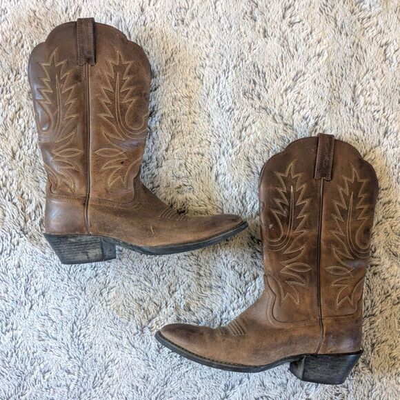 Ariat Cowboy Boots Heritage R Toe Western Boot Brown Size 6 Medium - Picture 2 of 13
